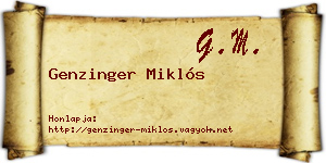 Genzinger Miklós névjegykártya
